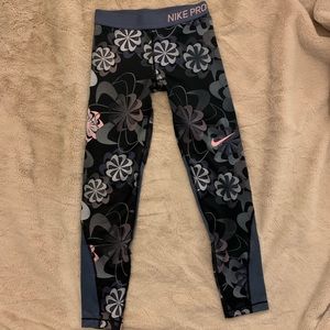 Nike Pro Blue Pink Multi Floral Abstract Leggings
